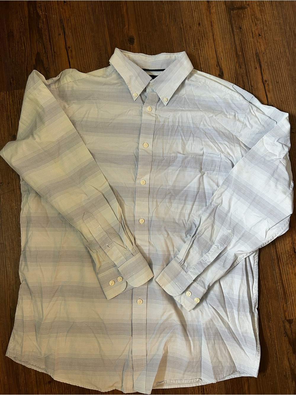 Roundtree & Yorke Blue and White Striped Button-Down Cotton Shirt